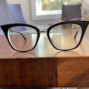 Dita cat eye optical frames in black with gold detail